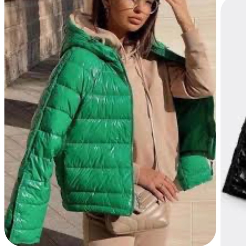 Zara Women's Vibrant Green Puffer Coat
